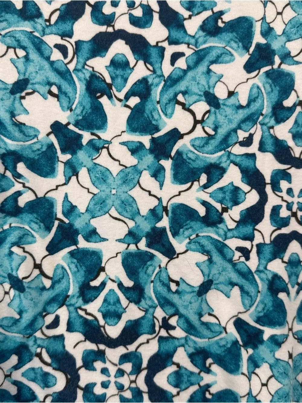 Croft & Barrow short sleeve Teal floral Medallion Print Soft Tee Top Large - Picture 2 of 4